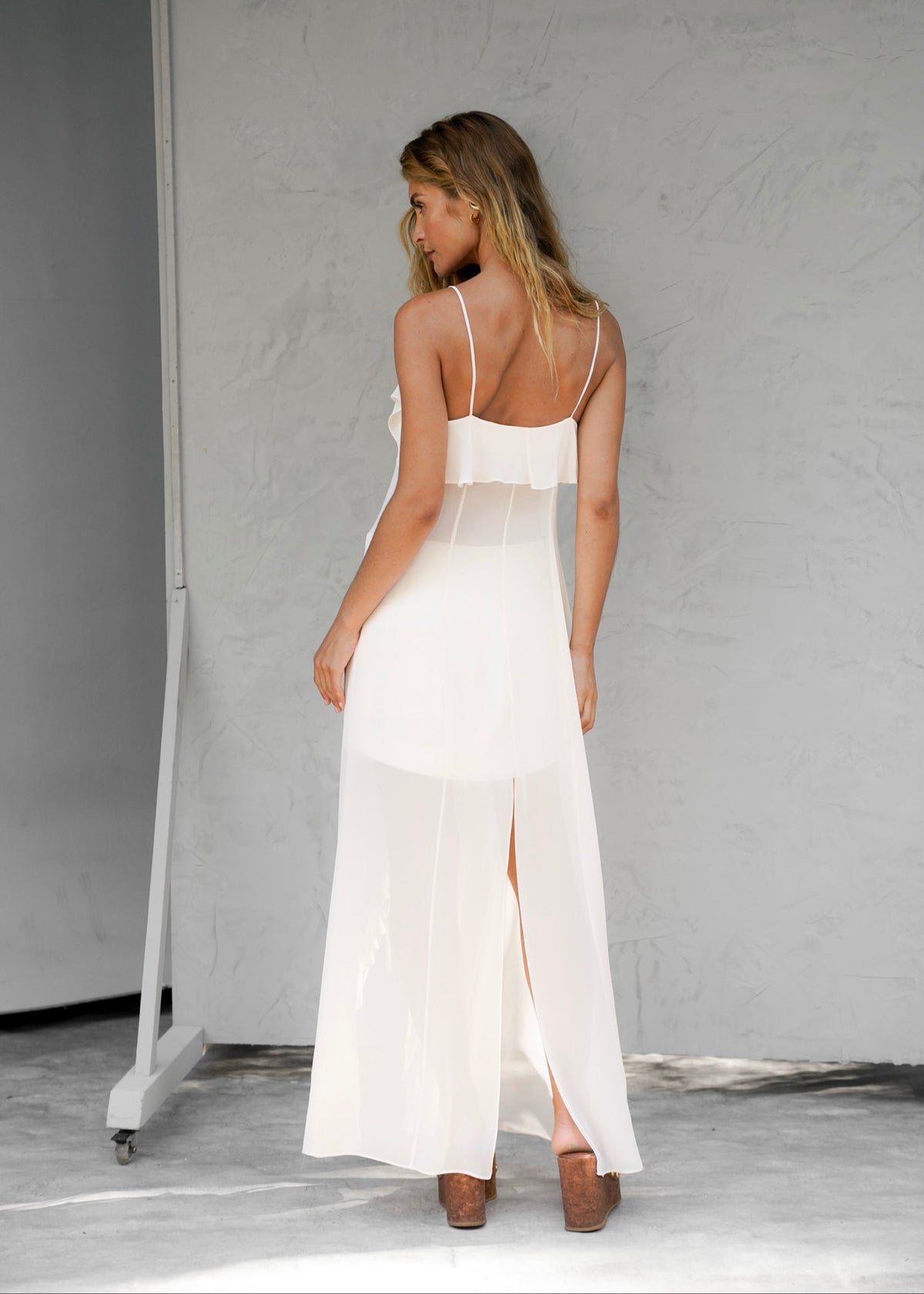 Cascata Chantilly long ruffle cover-up front view