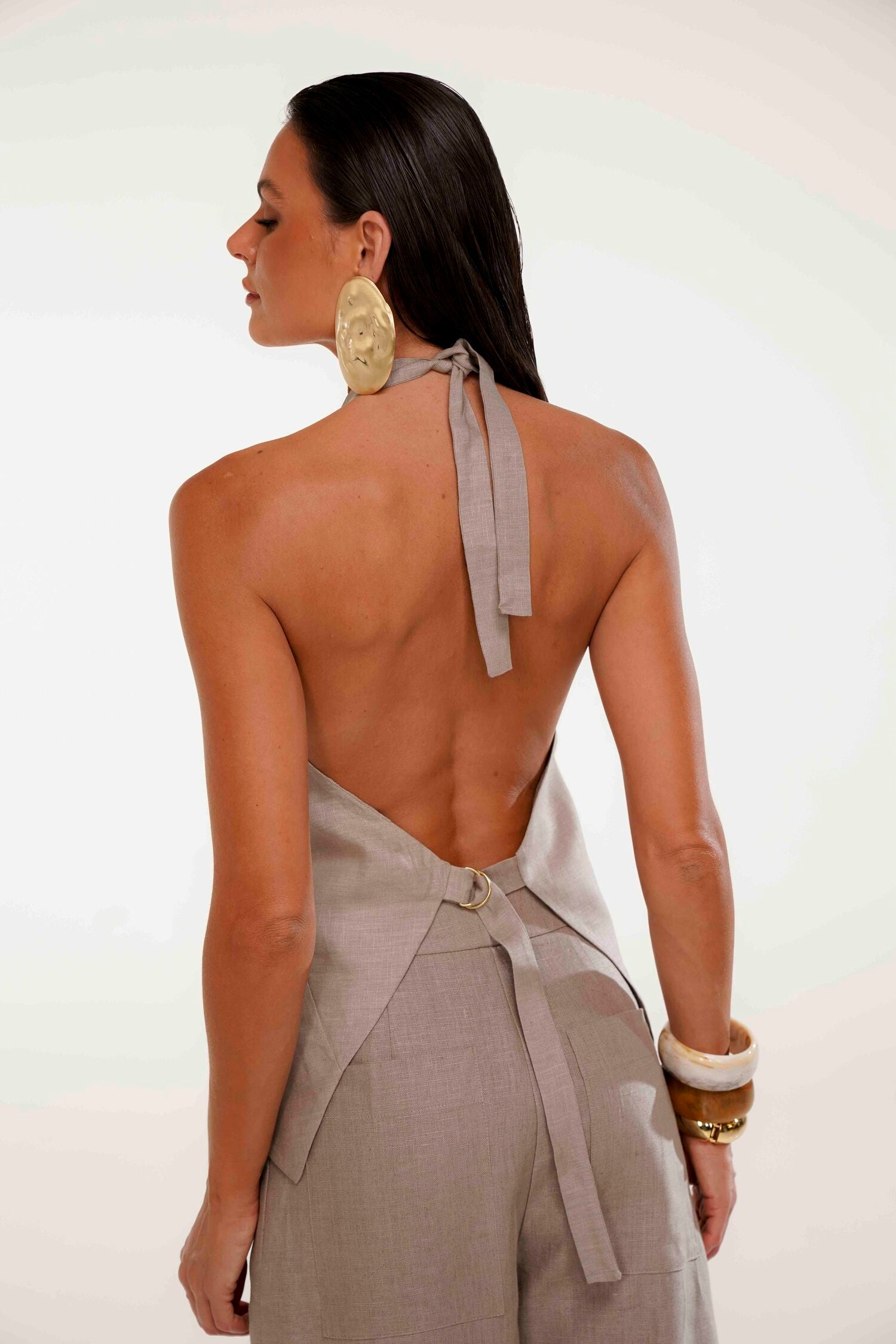Sandstone Gold Hardware Halter Top