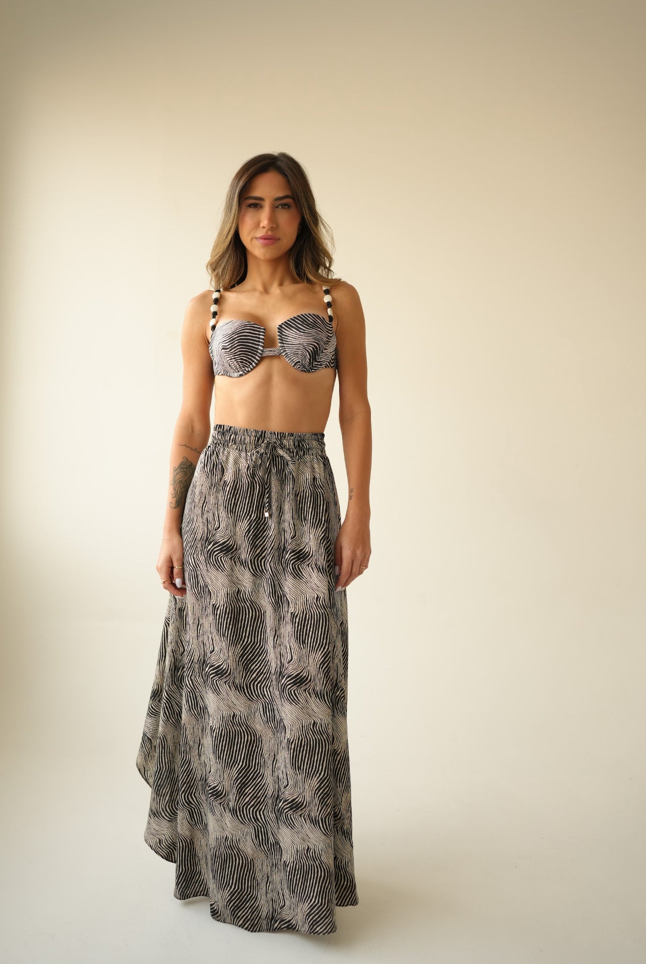 Zebra Print Maxi Skirt with Adjustable Waist | Amazônia B2R