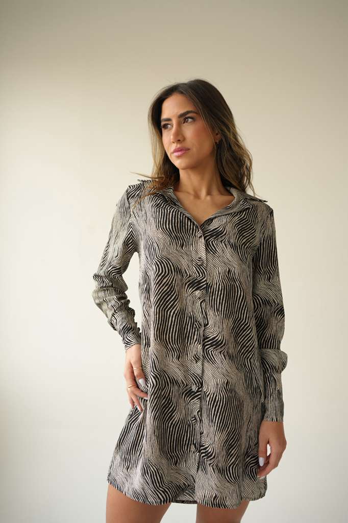 Zebra Flow Button-Down Chemise Tunic – Amazônia B2R