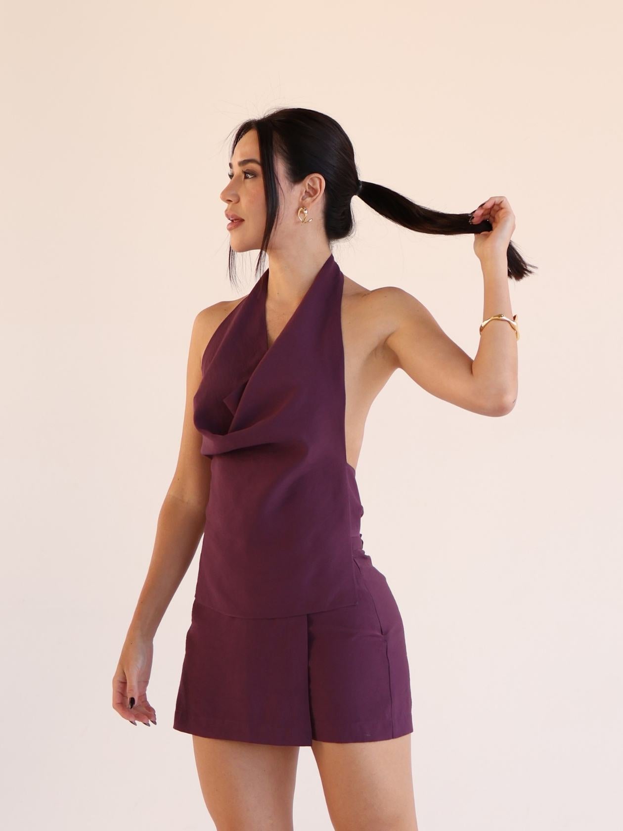 Sahara Open-Back Halter Mini Dress