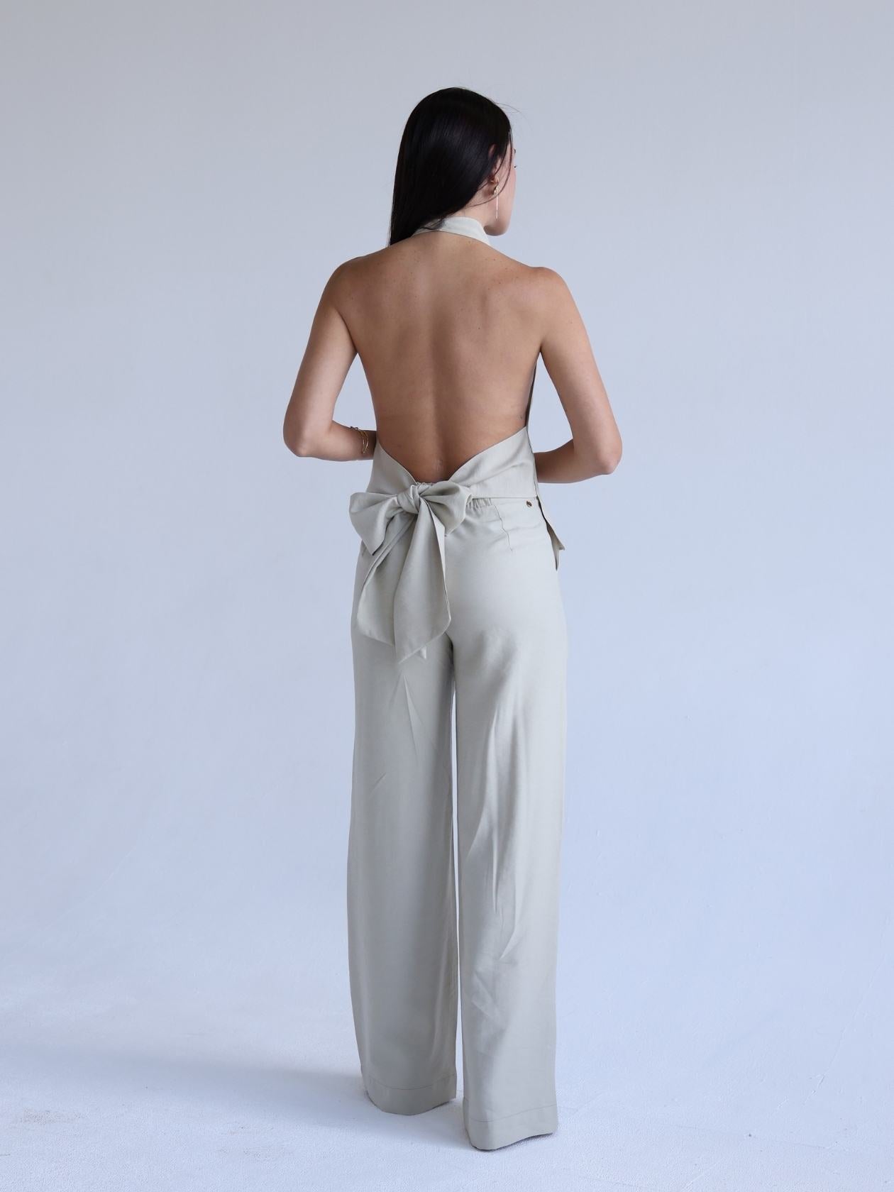 Sand Draped Halter & Straight-Leg Pants Set