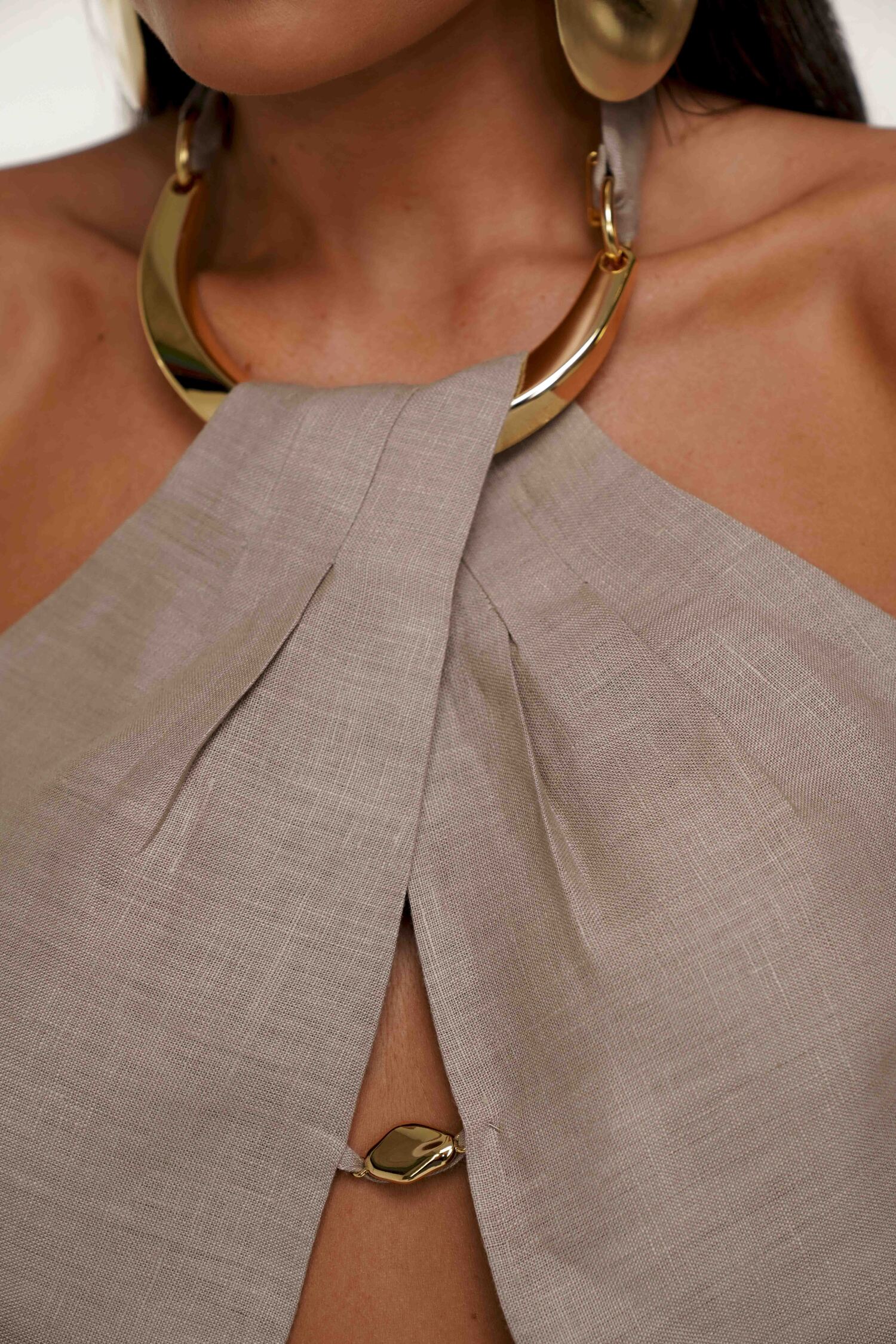 Sandstone Gold Hardware Halter Top