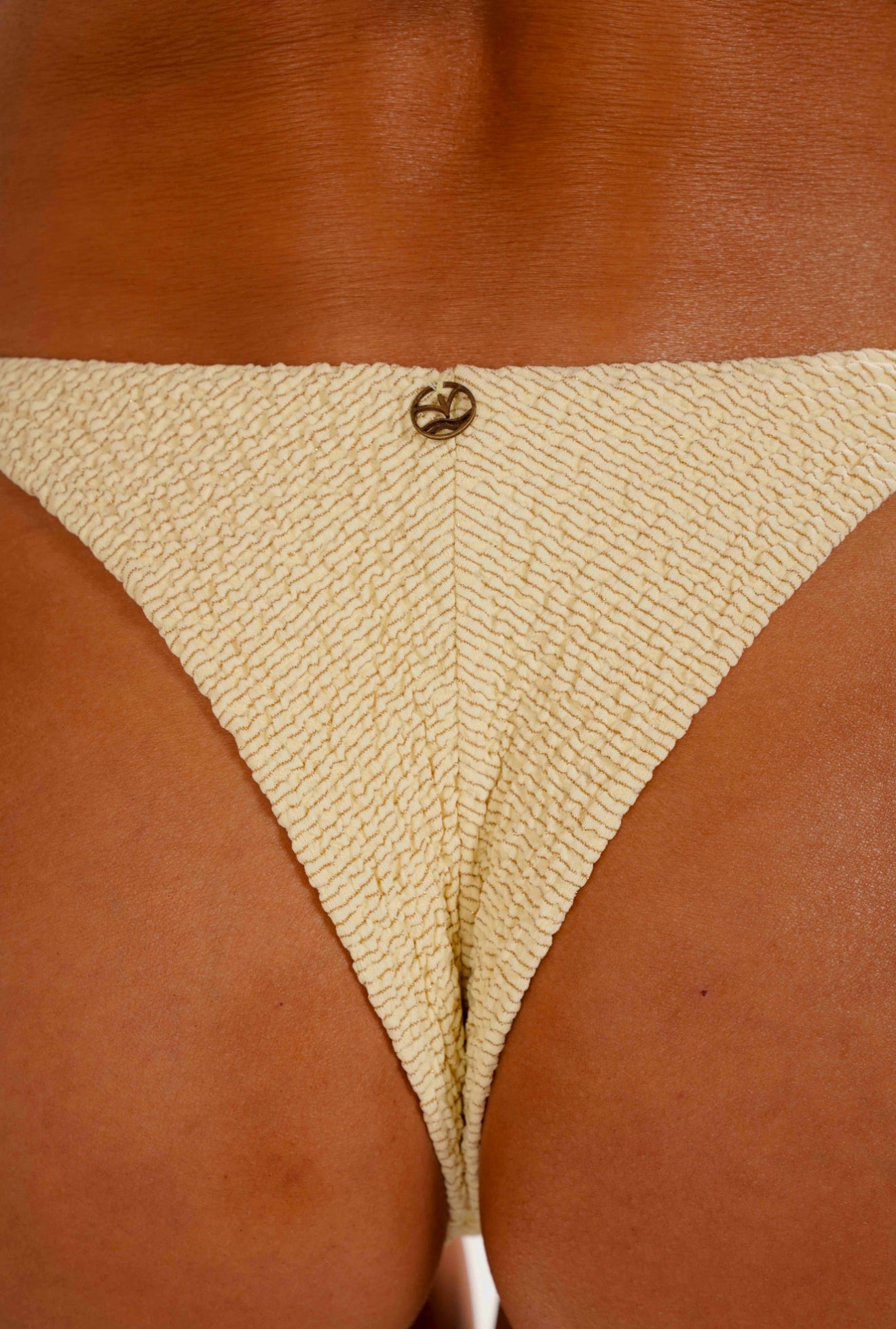 Textured Triangle Bikini Set with Metallic Threads – Soft Pink & Yellow | Amazônia B2R