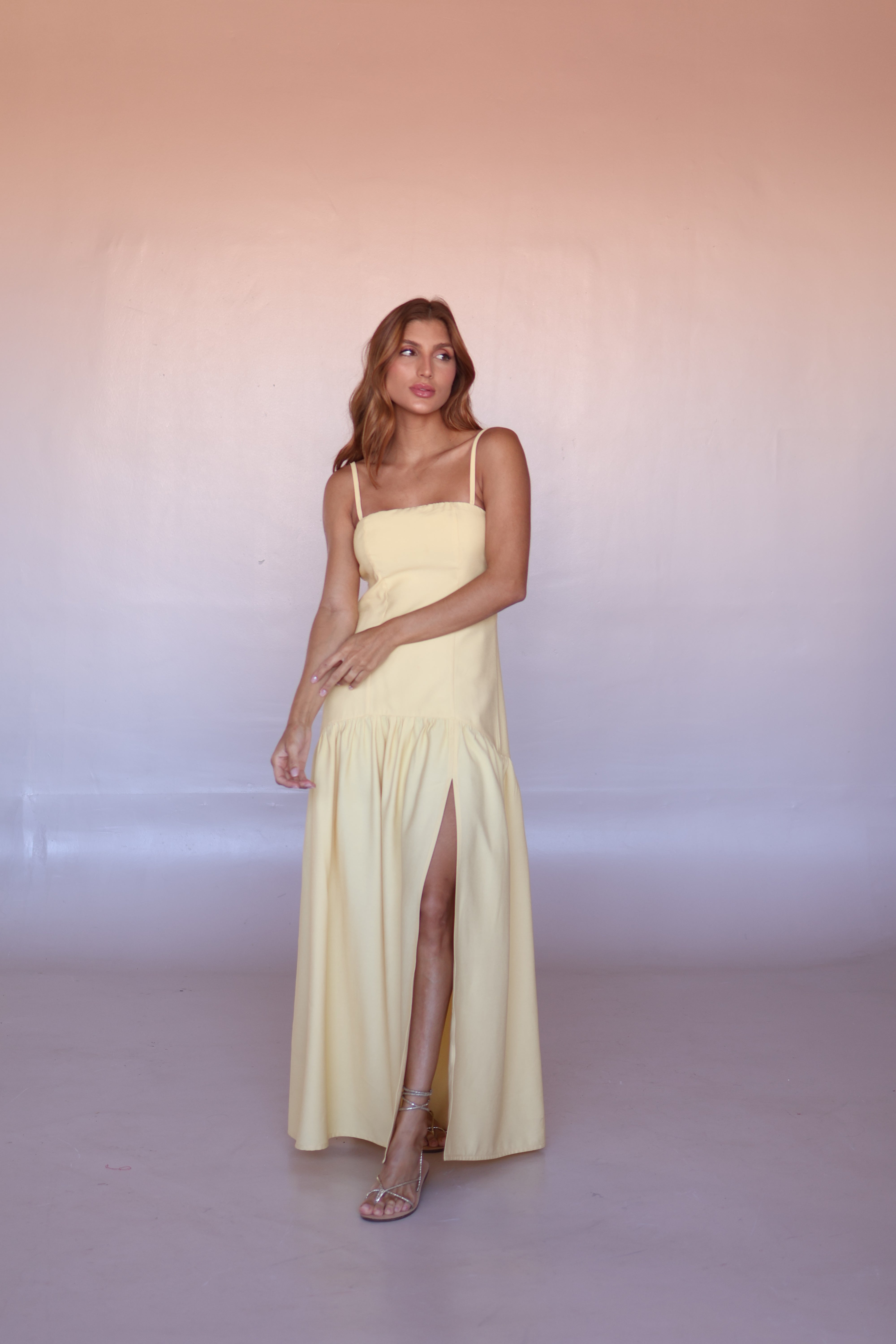 Soleil Linen Blend Maxi Dress – Butter Yellow