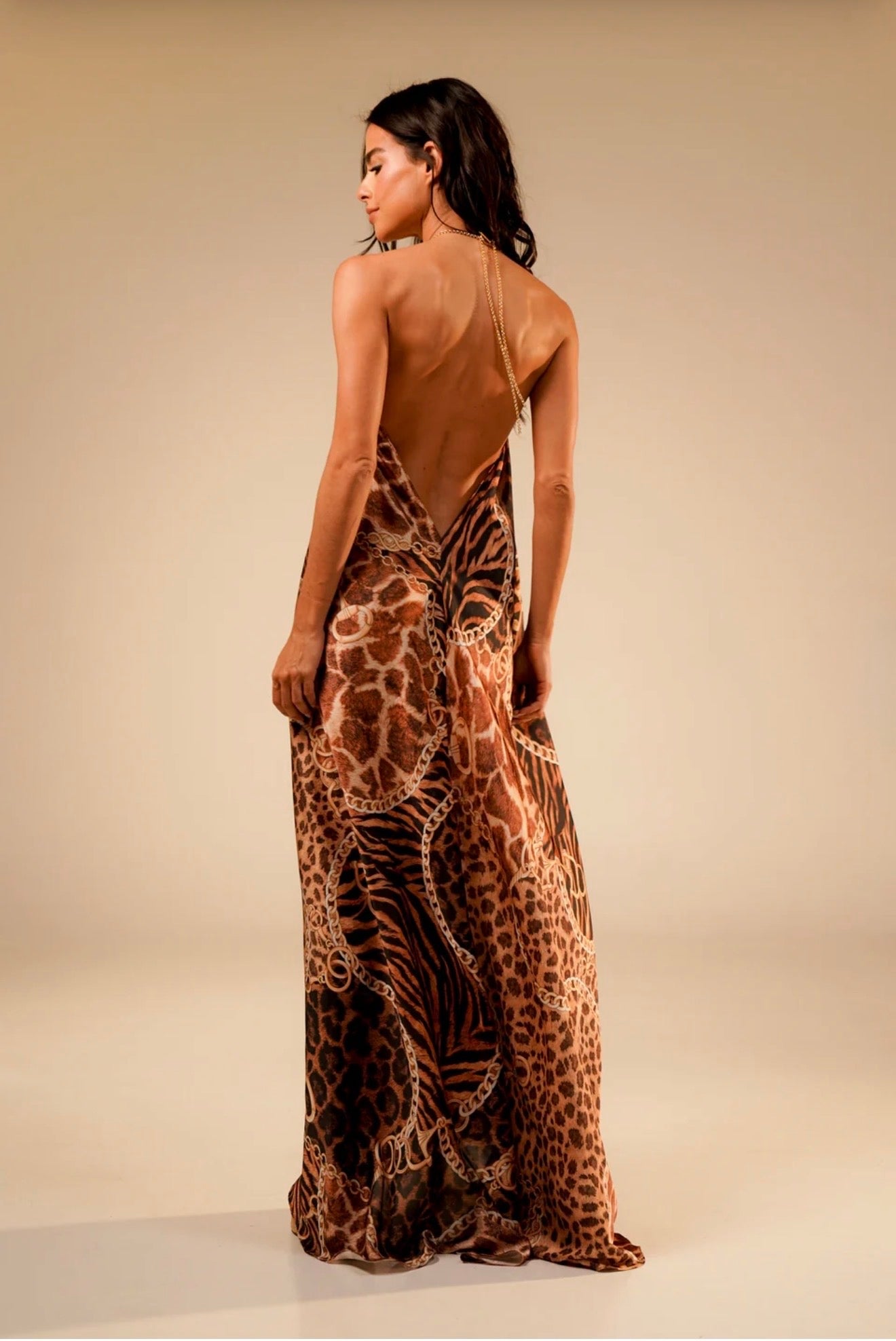 Amazônia B2R Wild Chain Open-Back Maxi Dress