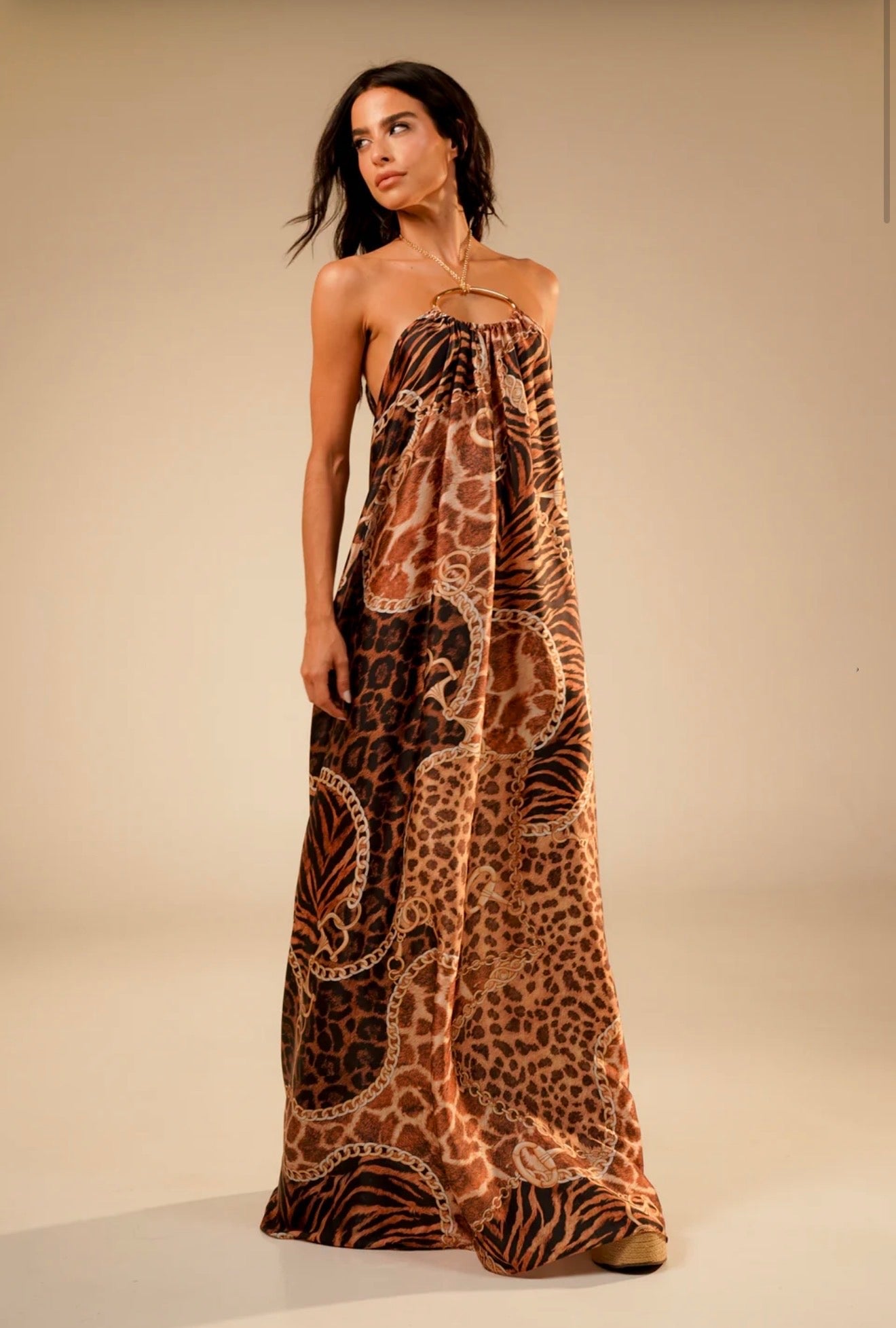 Amazônia B2R Wild Chain Open-Back Maxi Dress