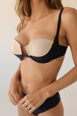 Sand and black Bikini with stylized padded cup