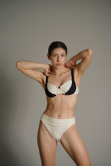 Ecru Underwire Bikini with Mid-Rise Bottoms - Comfortable and Supportive Swimwear for Women