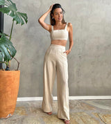 Natural Cropped Top with Lastex Back